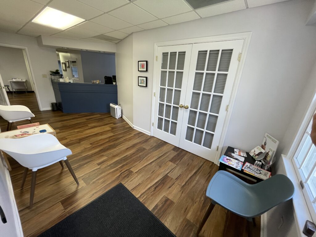 View from office suite entry to waiting room.